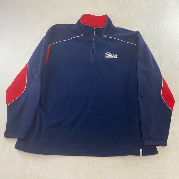 Vintage Reebok NFL New England Patriots 1/4 Zip Fleece Size 2XL Navy Sweater Y2K - Picture 1 of 13